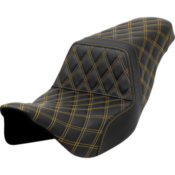 SADDLEMEN Step-Up Seat - Lattice Stitch - Gold Stitch - FLH/FLT '08-'23 A808-07B-175GOL