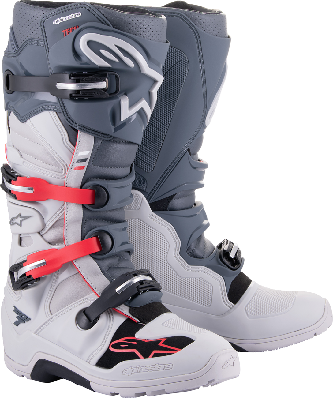 ALPINESTARS Tech 7 Enduro Boots - Gray/Red - US 8 2012114-9204-8