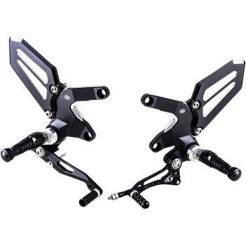 GILLES TOOLING Adjustable Rearset - Black/Silver - Kawasaki Z 900 RS Cafe RCT10GT-K02-BS