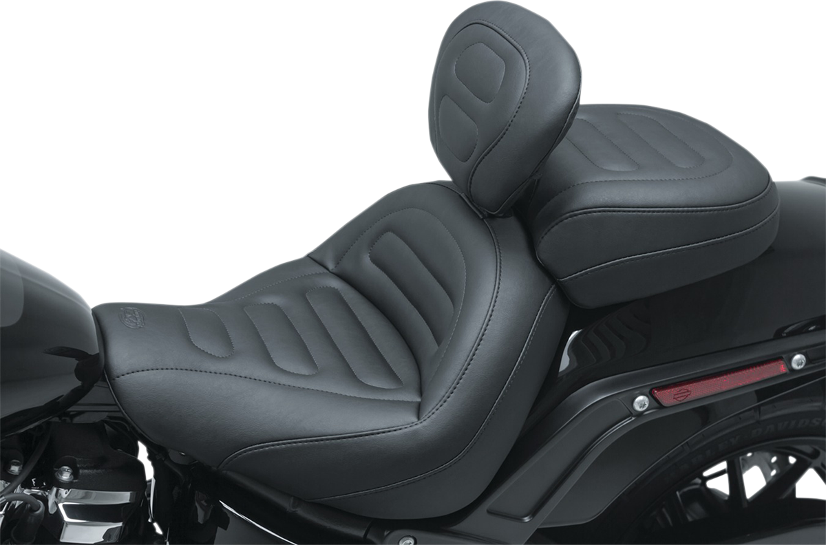 MUSTANG Max Profile Solo Touring Seat - with Driver Backrest - Black - Trapezoid Stitch - FXFB/FXFBS 79334