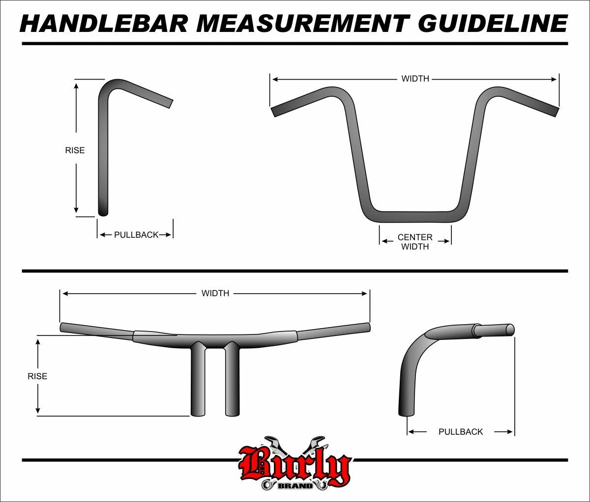 BURLY BRAND Gorilla 12" Apehangers 1.25" Black B12-1501B