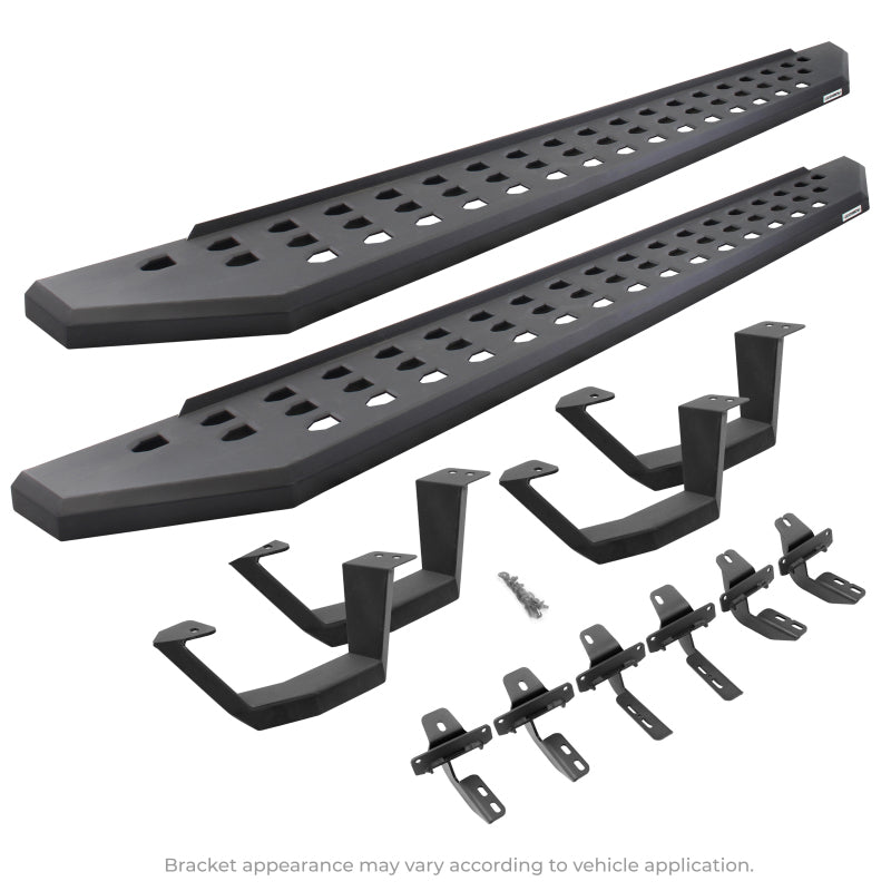 Go Rhino 2022 Toyota Tundra DC 4dr Kit w/RB20 Running Board + Brkts + 4 RB20 Drop Steps - Tex. Blk 6944358020PC