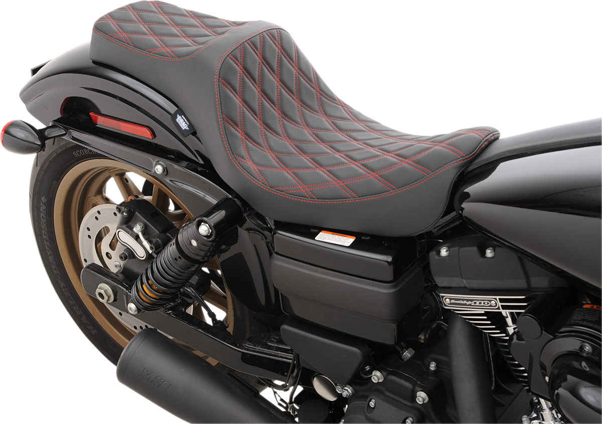 DRAG SPECIALTIES Predator III Seat - Double Diamond - Red Stitching 0803-0604