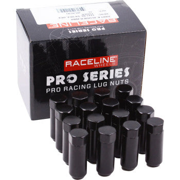 RACELINE WHEELS Lug Nuts - Military - 3/4" Hex - 12 mm x 1.5 - Black - 16 Pack ALUGB-R-20BX