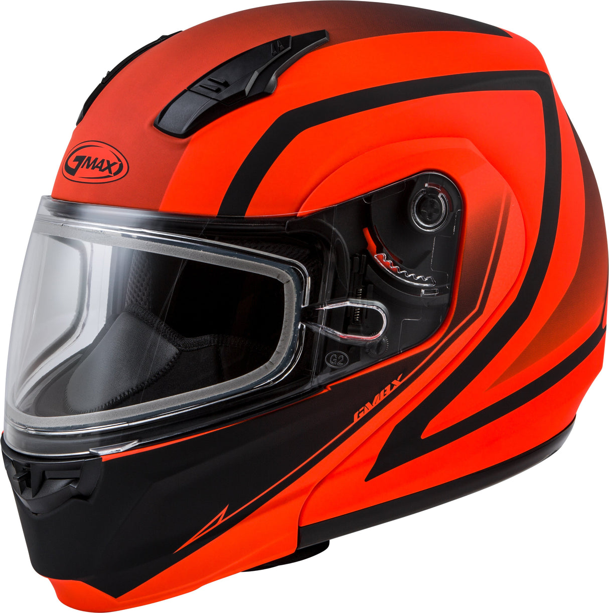 GMAX Md-04s Modular Docket Snow Helmet Matte Neon Org/Blk Md G2042665