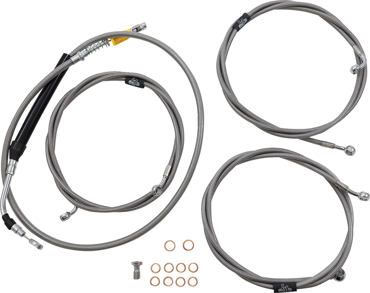 LA CHOPPERS Handlebar Cable/Brake Line Kit - 12" - 14" Ape Hanger Handlebars - Stainless Steel LA-8056KT-13