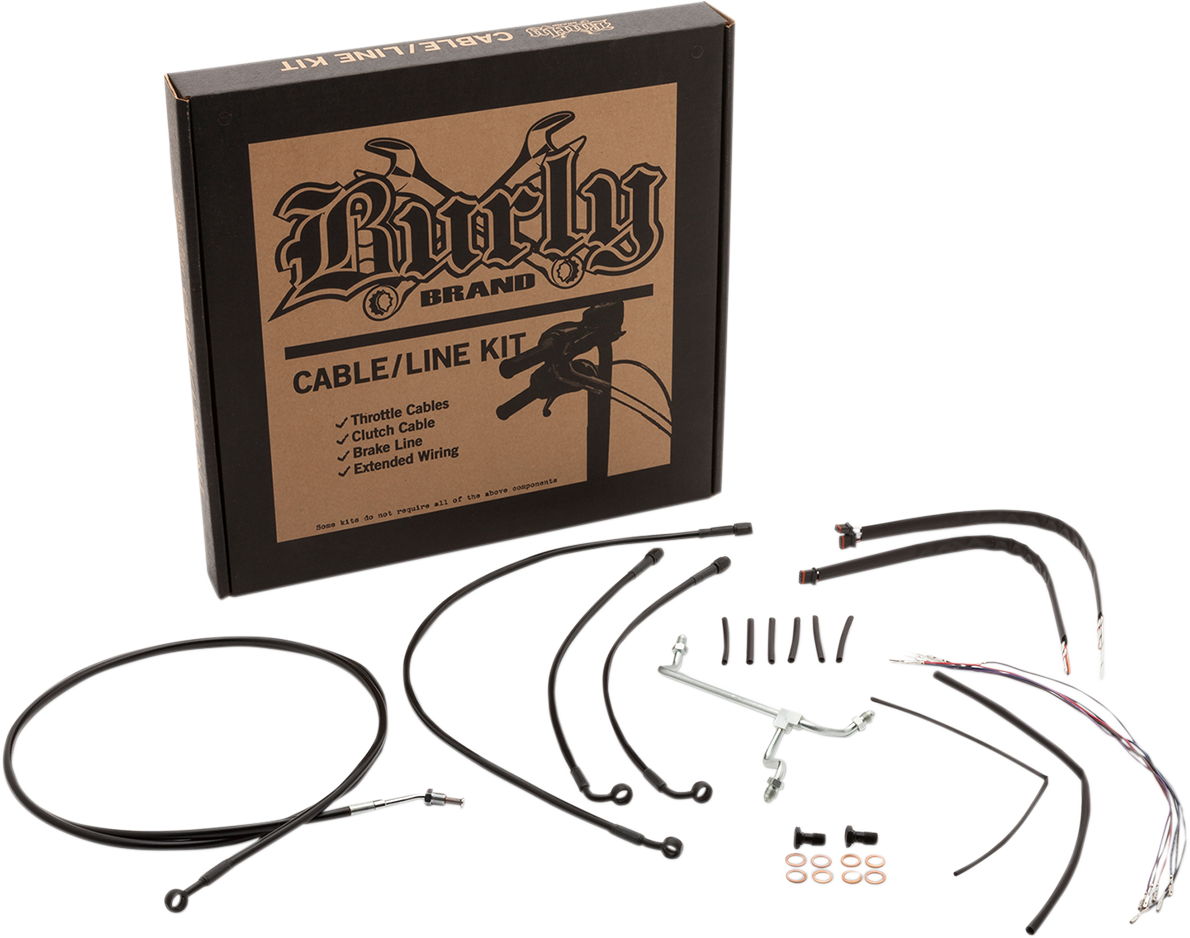 BURLY BRAND Handlebar Cable/Brake Line Kit - Complete - 18" Ape Hanger Handlebars - Stainless Steel B30-1160