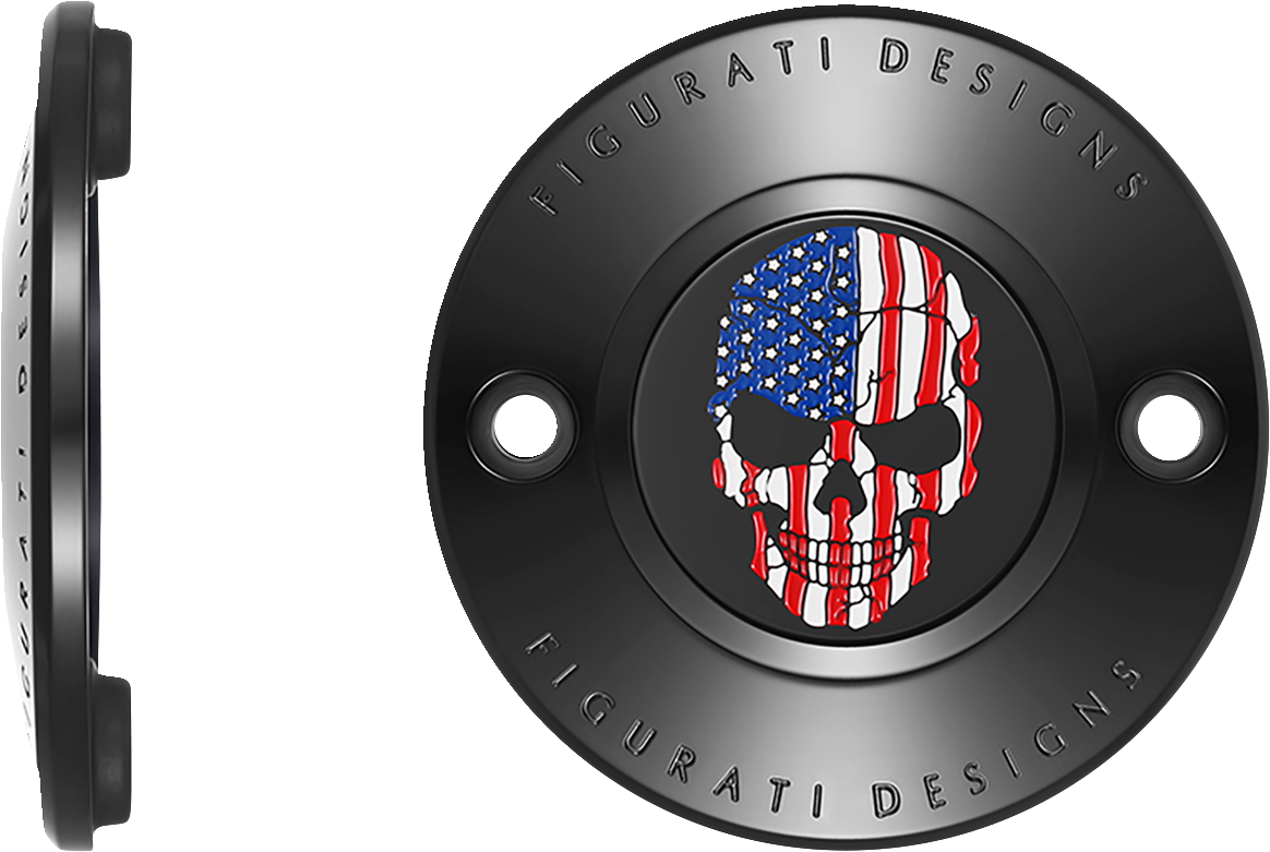 FIGURATI DESIGNS Timing Cover - 2 Hole - Skull - Black FD25-TC-2H-BLK