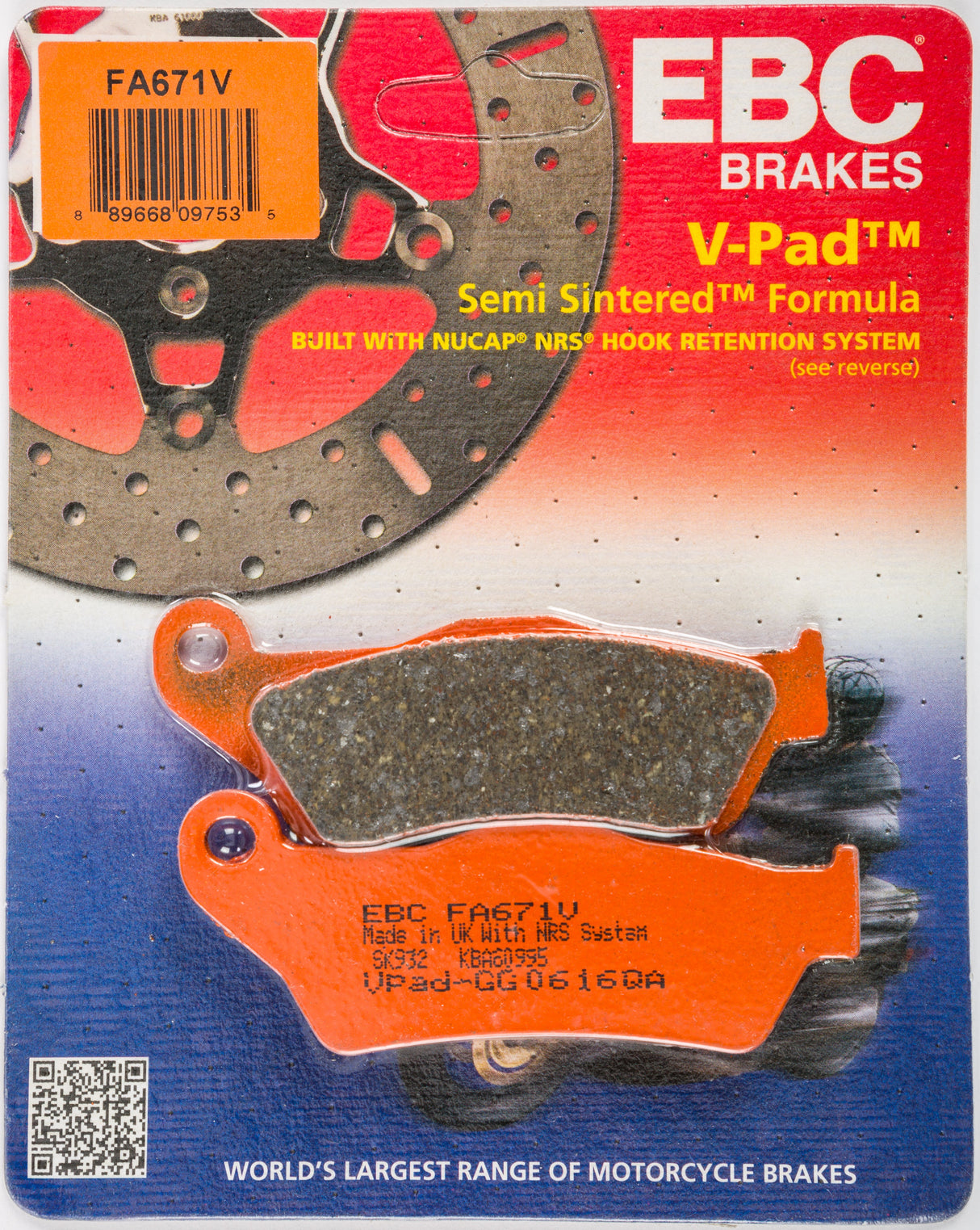 EBC Brake Pads Fa671v Semi-Sintered V Series FA671V