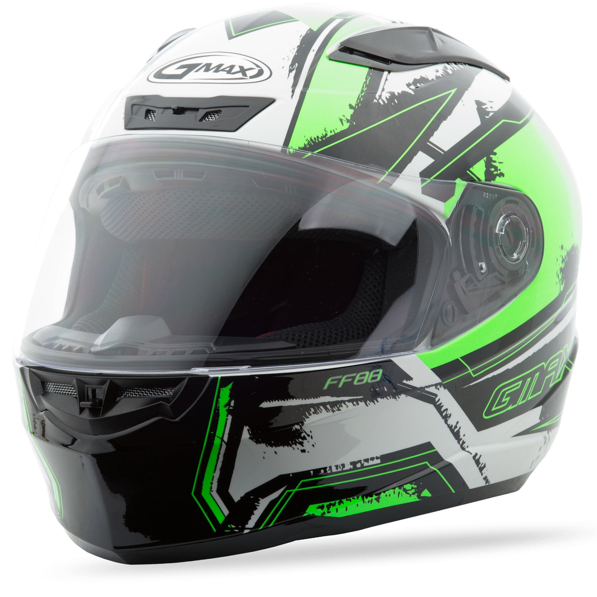 GMAX Ff-88 Full-Face X-Star Helmet White/Hi-Vis Green Xl G1881677 TC-23