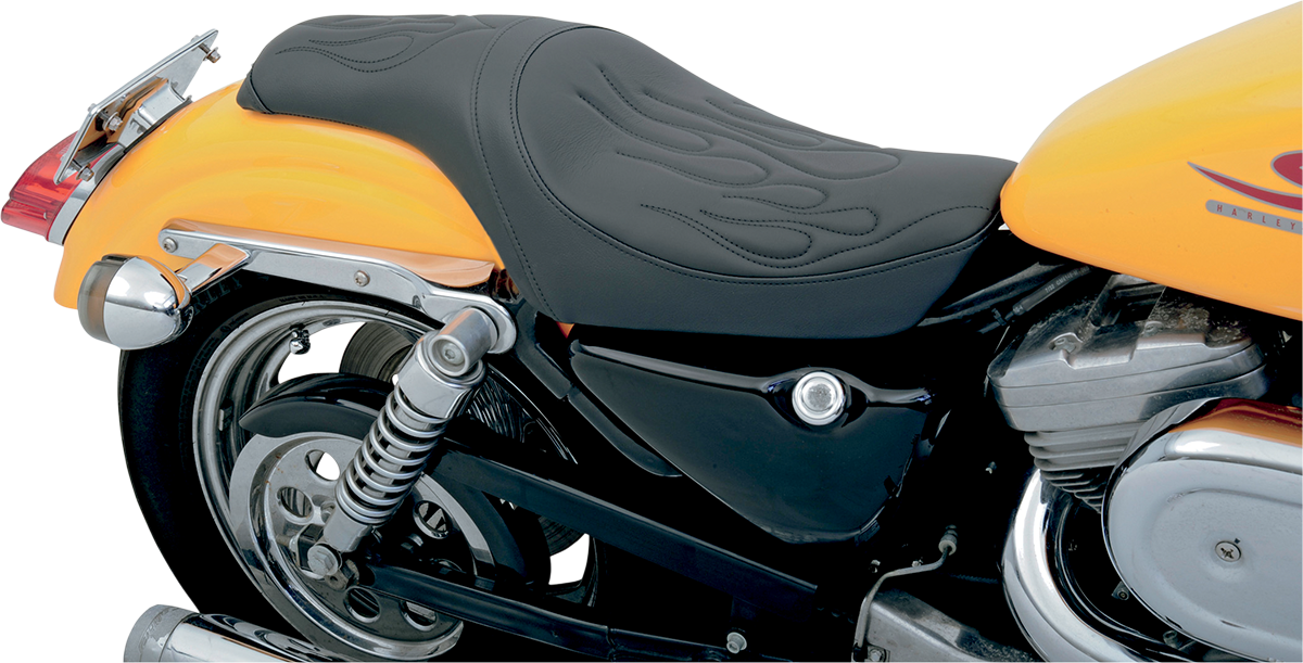 DRAG SPECIALTIES Predator Seat - Flame Stitched - '82-'03 XL NO RUBBER BUMPERS 0804-0385