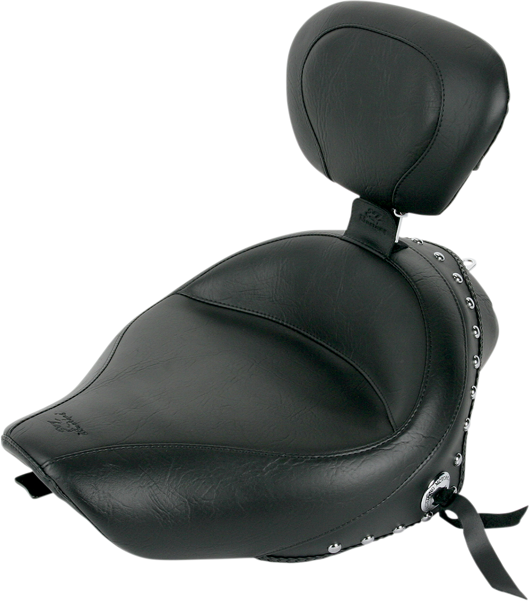 MUSTANG Wide Solo Seat - With Backrest - Black - Studded W/Concho - XL '04-'20 79439