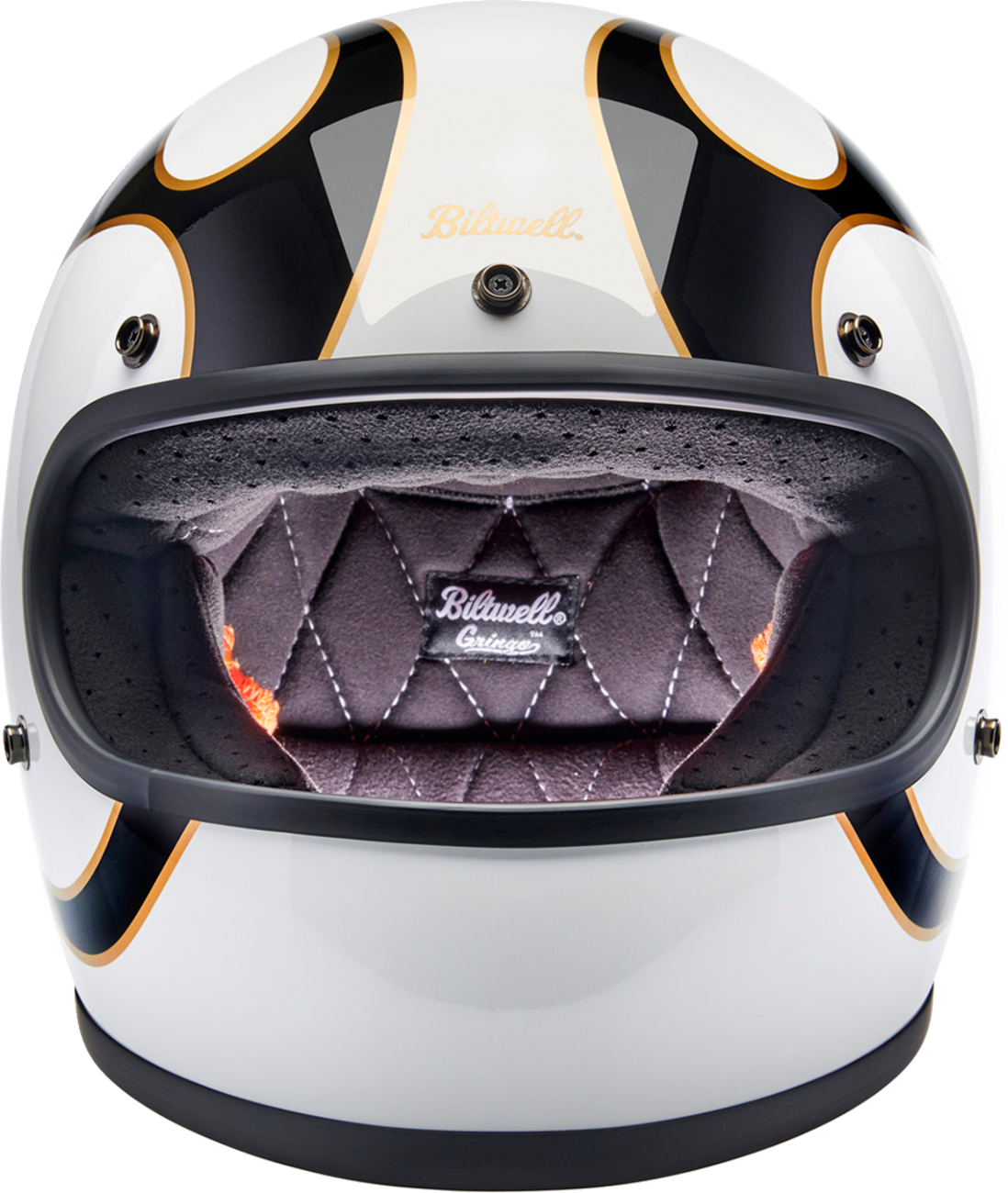 BILTWELL Gringo Helmet - Flames - White/Black - XL 1002-561-505