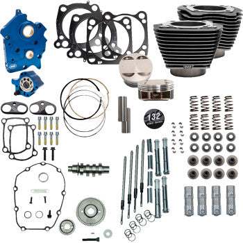 S&S CYCLE 132" Power Package Engine Performance Kit - Gear Drive - Water Cooled - Highlighted Fins - M8 310-1236