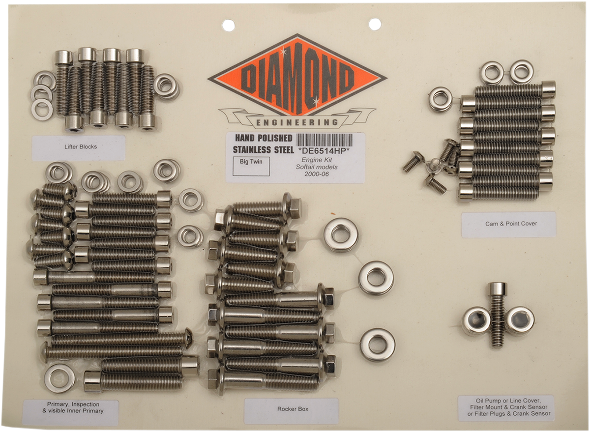 DIAMOND ENGINEERING Bolt Kit - Engine - Softail DE6514H