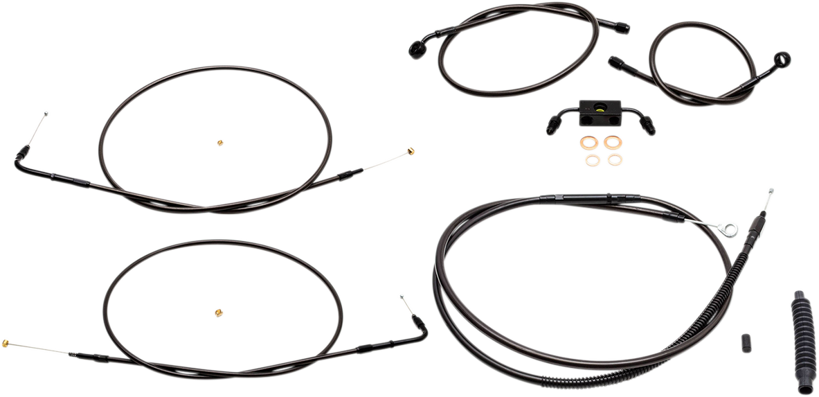 LA CHOPPERS Handlebar Cable/Brake Line Kit - 18" - 20" Ape Hanger Handlebars - Midnight LA-8231KT-19M