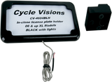 CYCLE VISIONS Horizontal License Plate Mount with Light - '05+ XL - Black CV-4604BLH