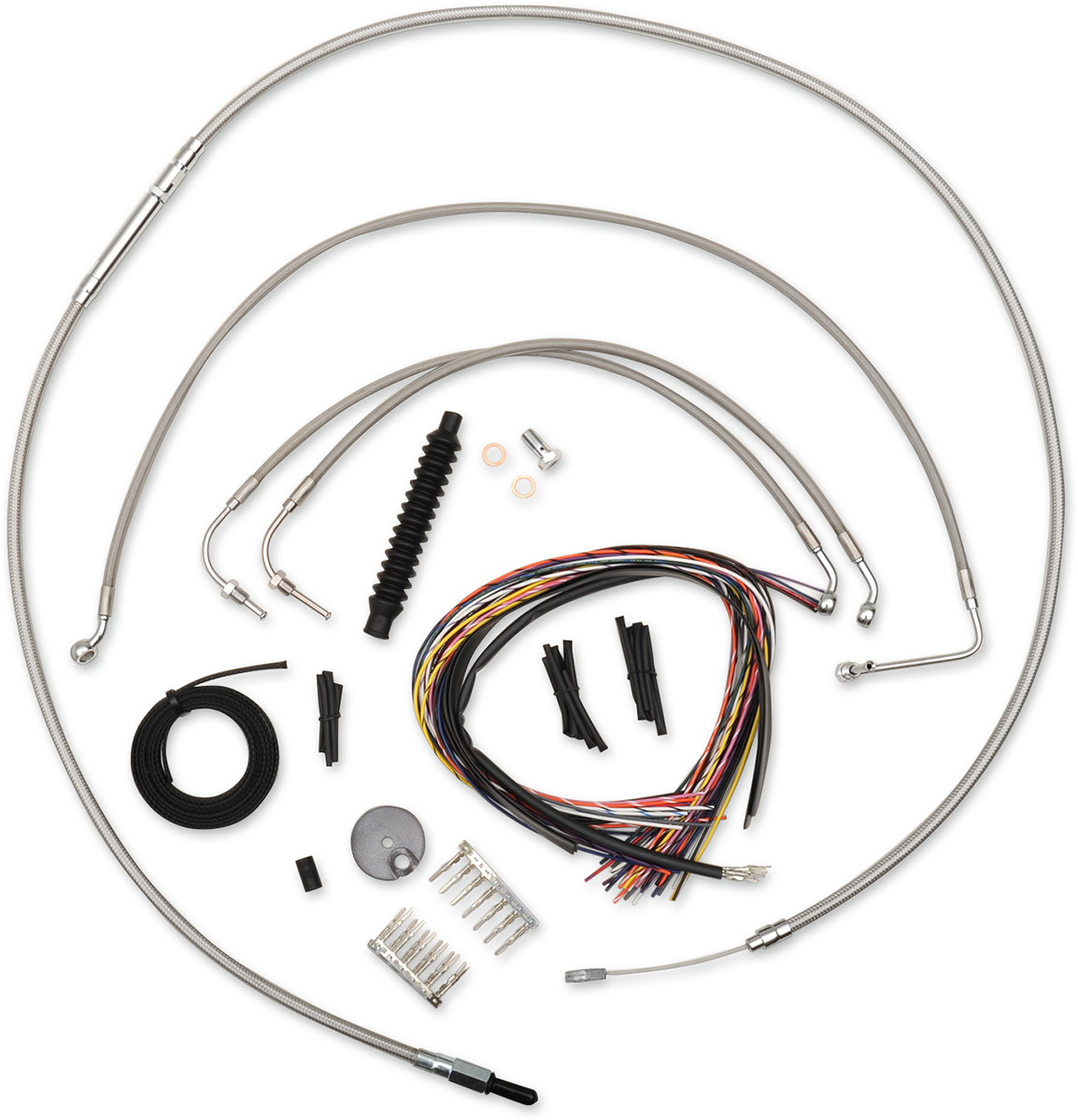 LA CHOPPERS Handlebar Cable/Brake Line Kit - Complete - 12" - 14" Ape Hanger Handlebars - Stainless LA-8011KT2-13