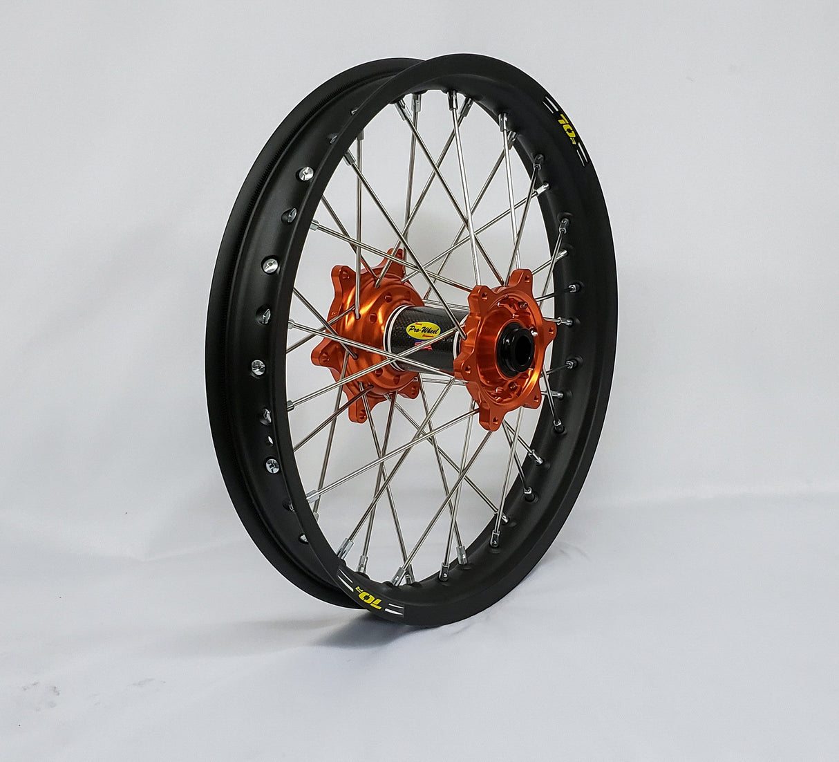 PRO-WHEEL Wheel Rear 2.15x18 Orange Hub Blk Rim/Sil Spoke/Sil Nipple 24-3286211