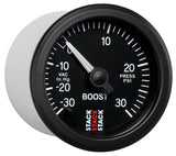 Autometer 52mm Stack Instruments -30INHG to +30PSI Mechanical Boost Gauge - Black ST3112