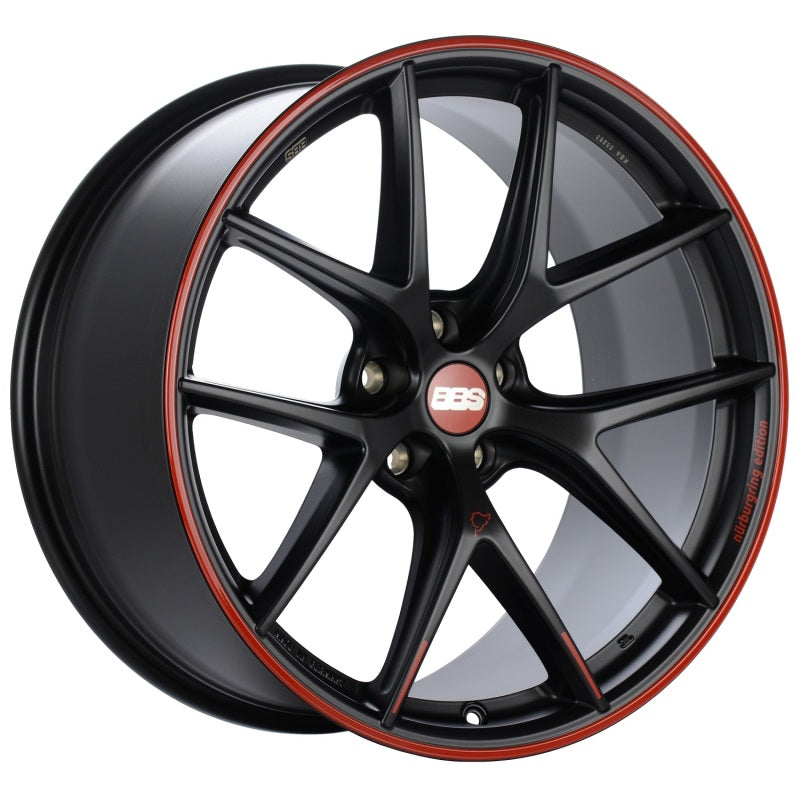 BBS CI-R Nurburgring Edition 19x8.5 5x112 ET45 Satin Black/Red Lip Wheel - 82mm PFS Required CI2103NE