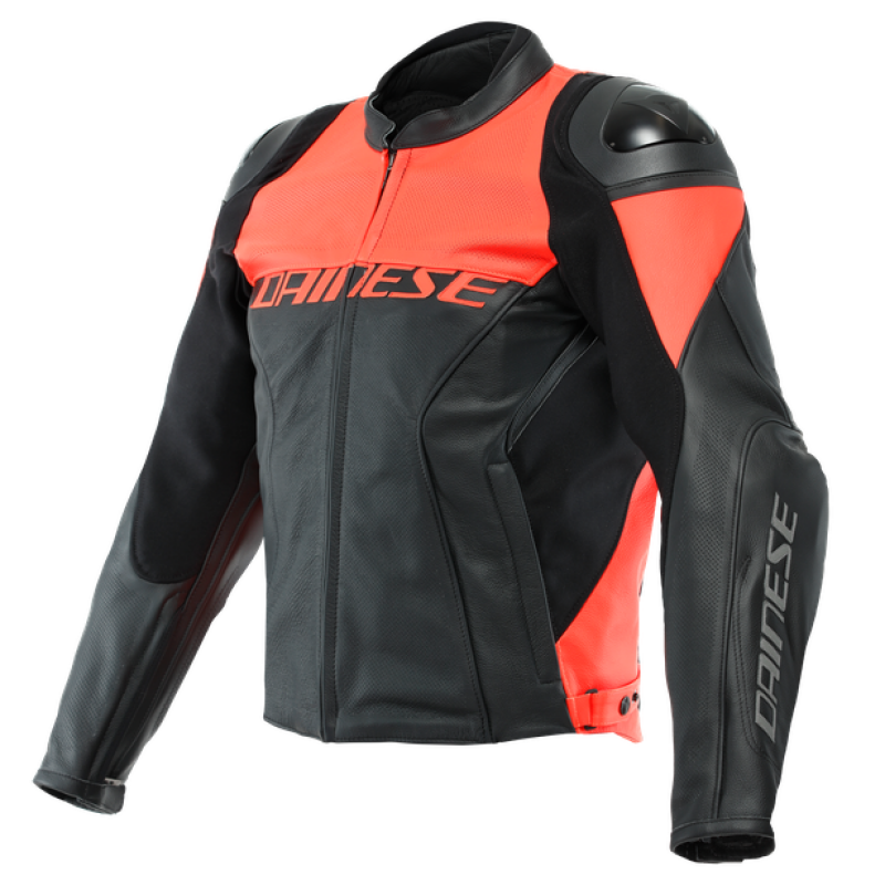 Dainese Racing 4 Leather Jacket Perforated Black/Fluorescent Red Size - 64