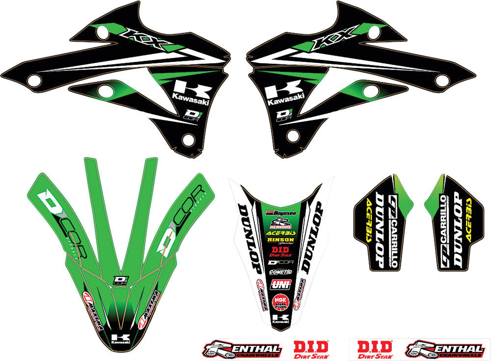 D-COR 2014 Monster Energy Kawasaki Team Green Graphics/Trim Kit 10-20-0514