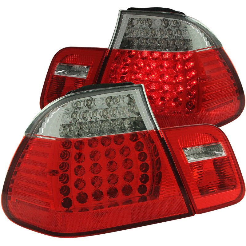 ANZO 1999-2001 BMW 3 Series E46 LED Taillights Red/Clear 4pc 321004