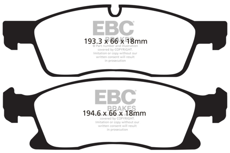 EBC 11+ Dodge Durango 3.6 Greenstuff Front Brake Pads DP61871