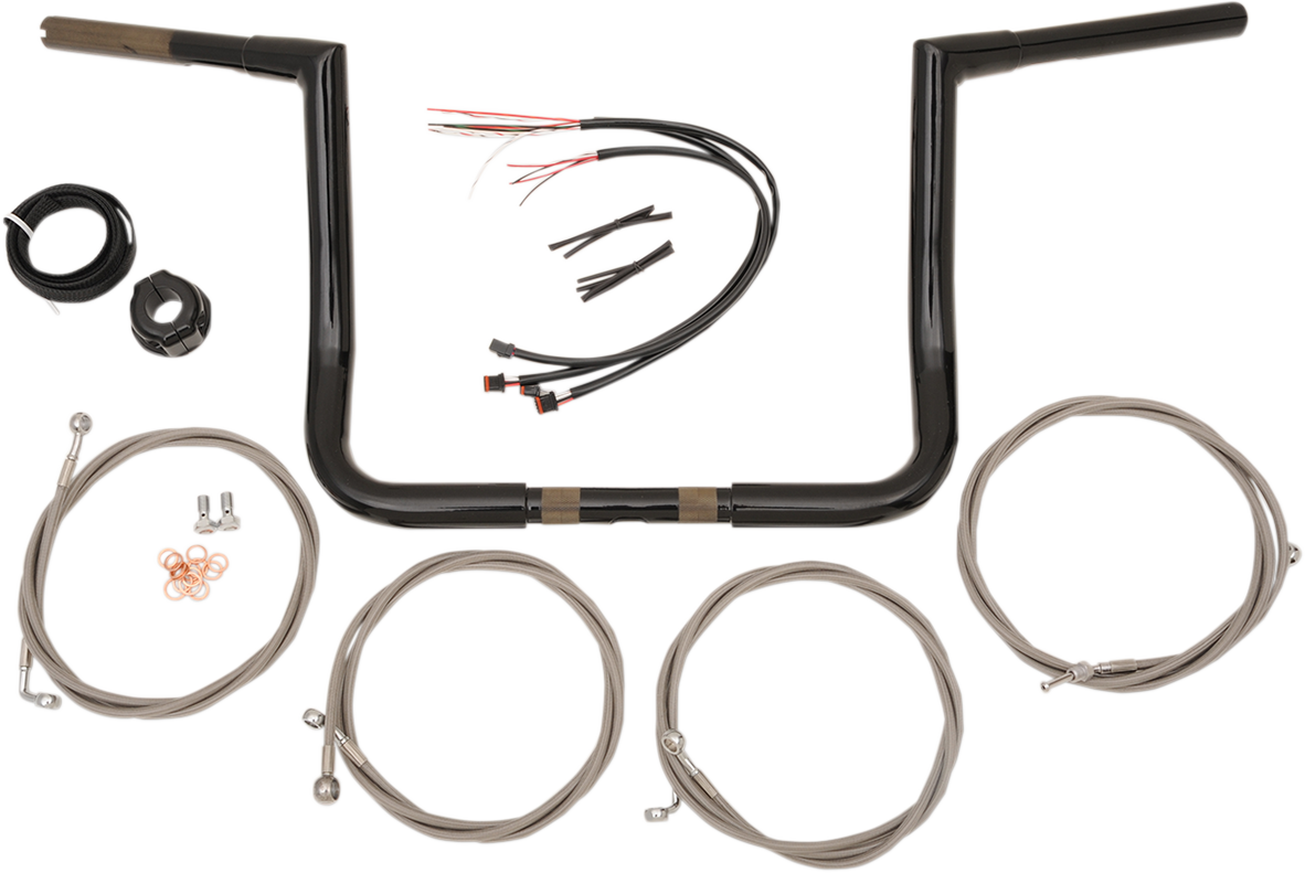 LA CHOPPERS Handlebar and Cable Kit - 12" - Black LA-7361KT3-12B