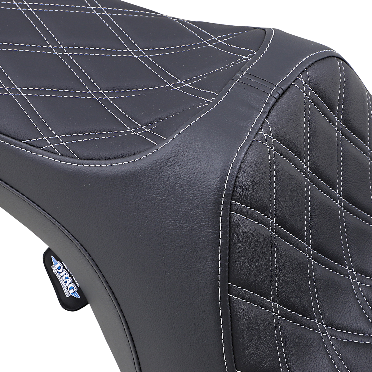 DRAG SPECIALTIES Predator III Seat - Double Diamond - Silver Stitched FIT 99-07 FLHR,06-07 FLHX 0801-1130