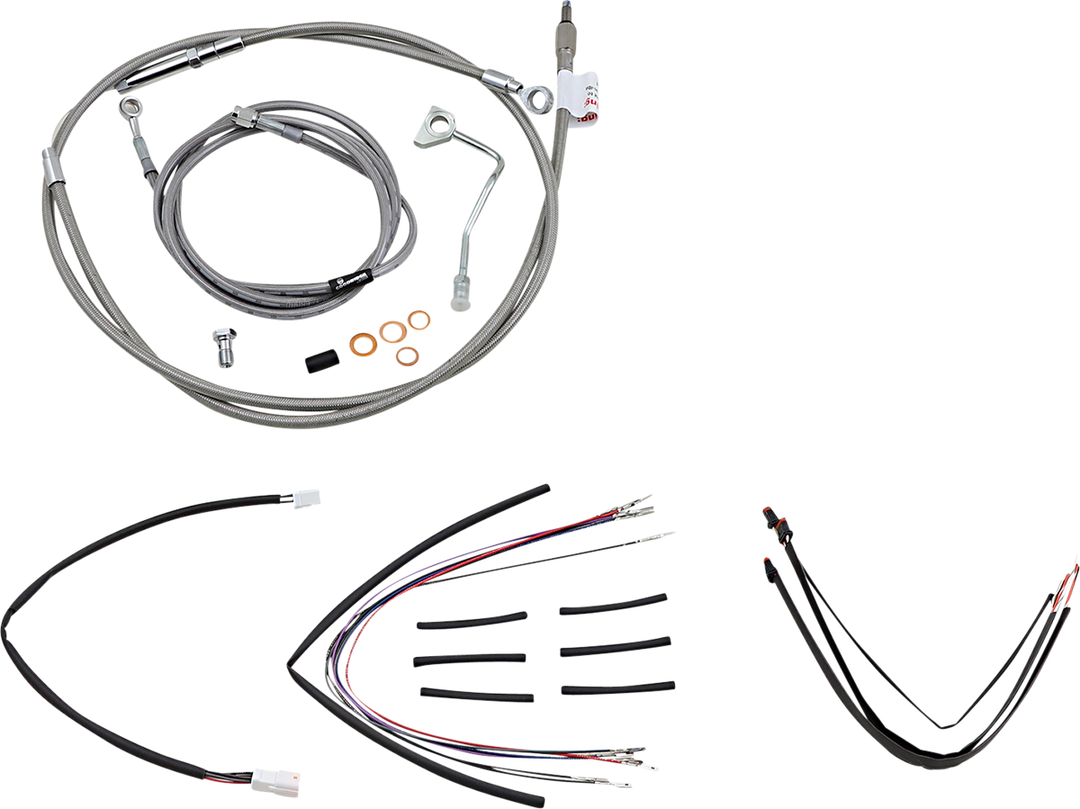 BURLY BRAND Handlebar Cable/Brake Line Kit - Complete - 16" Ape Hanger Handlebars - Stainless Steel B30-1159