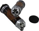 DRAG SPECIALTIES Grips - Skull Grips - Plain Eyes - Chrome 74693B