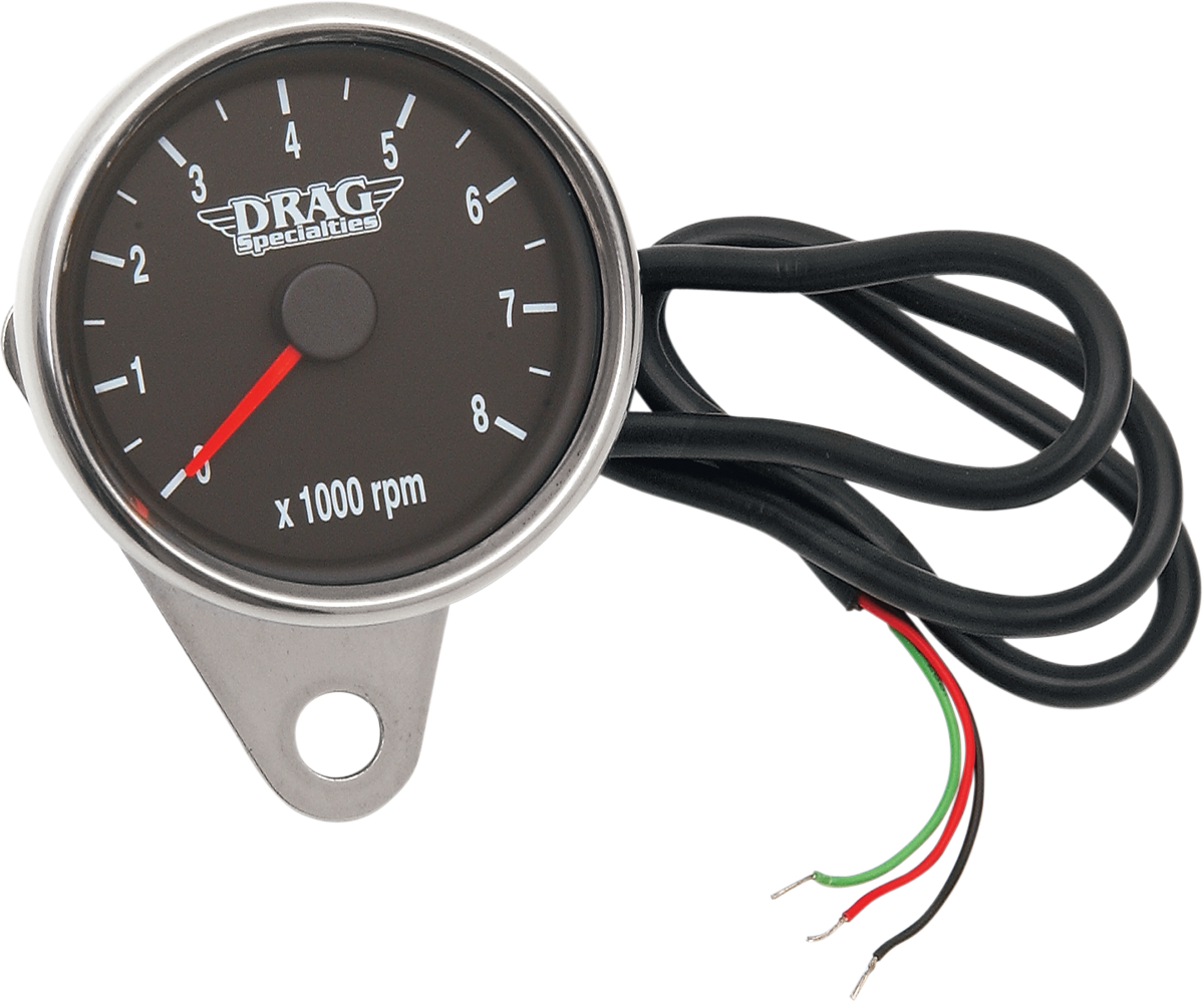 DRAG SPECIALTIES Mini Electronic Tachometer - Polished - Backlit LED Black Face - 2.4" 21-6894DS