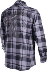 THROTTLE THREADS Long-Sleeve Flannel Shirt - Gray/Black - Small TT636S68GYSR