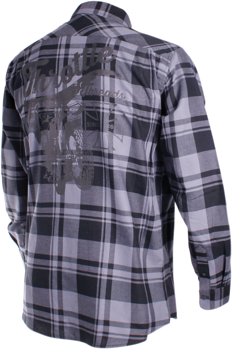 THROTTLE THREADS Long-Sleeve Flannel Shirt - Gray/Black - Large TT636S68GYLR