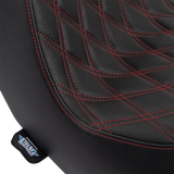 DRAG SPECIALTIES Predator III Seat - Double Diamond - Black w/ Red Stitching - FL/FX '18-'22 0802-1492