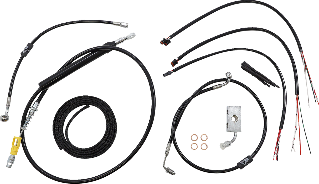 LA CHOPPERS Handlebar Cable/Brake Line Kit- Quick Connect - Complete - 15" - 17" Ape Hanger Handlebars - Black LA-8155KT2-16B