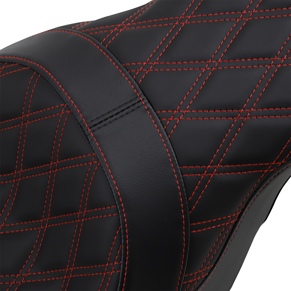 DRAG SPECIALTIES Forward Positioned Predator 2-Up Seat - Double Diamond - Red Stitched - FL '08-'22 0801-1267