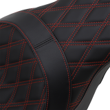 DRAG SPECIALTIES Forward Positioned Predator 2-Up Seat - Double Diamond - Red Stitched - FL '08-'22 0801-1267