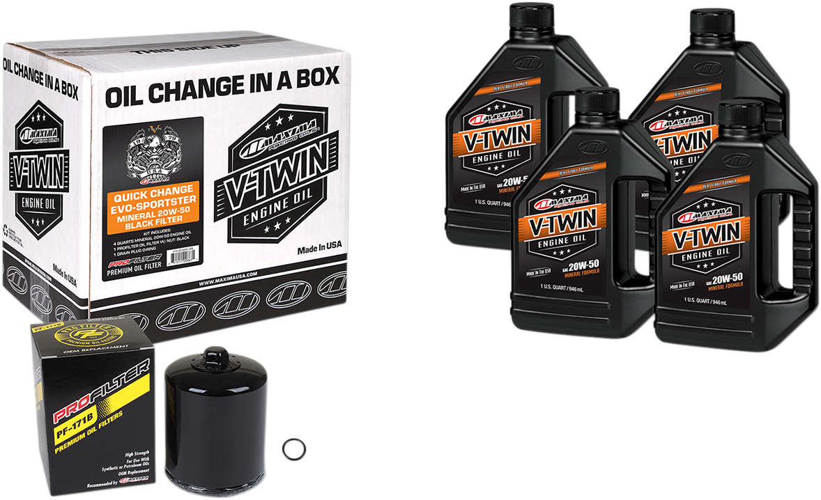 MAXIMA RACING OIL Evo/XL Quick Oil Change Kit - Black Filter 90-069014PB