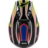 ALPINESTARS Youth SM3 Helmet - Wurx - Gloss Black/Yellow Fluo/Blue/Red Large 8302025-1574-YL