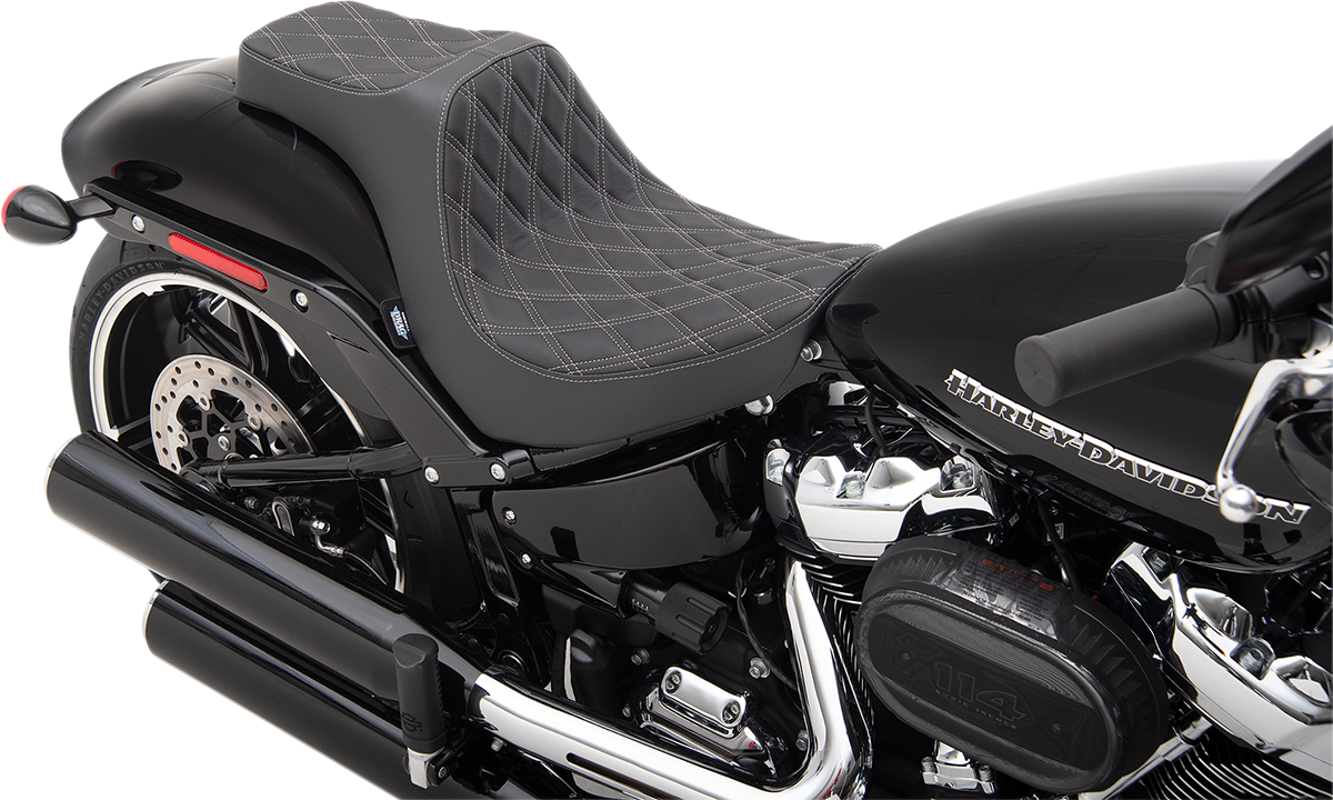 DRAG SPECIALTIES Predator III Seat - Double Diamond - Silver Stitching 0802-1268