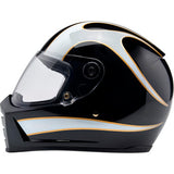 BILTWELL Lane Splitter Helmet - Gloss Black/White Flames - XS 1004-570-501