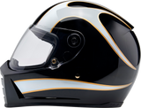 BILTWELL Lane Splitter Helmet - Gloss Black/White Flames - Medium 1004-570-503