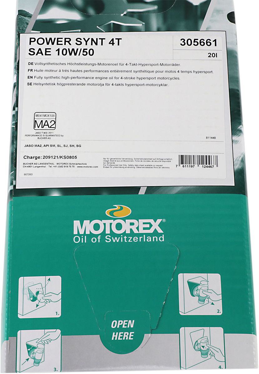 MOTOREX Power Synt 4T Engine Oil - 10W-50 - 20L Dispenser Box 196064