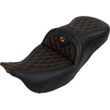 SADDLEMEN Roadsofa™ Seat - with Backrest - Orange Stitch - FL '08-'23 A808-07R-182ORA