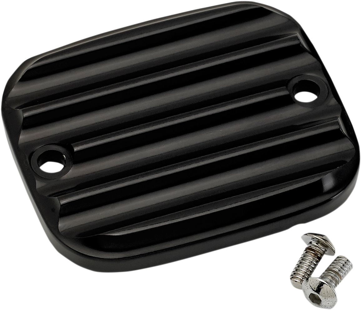 JOKER MACHINE Master Cylinder Cover - Brake - Front - Finned - Black 951019-1