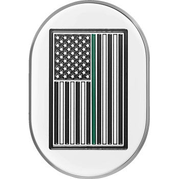 FIGURATI DESIGNS Antenna Cover - Right Rear Fender - Green Line American Flag - Chrome FD72-AC-SS-RT