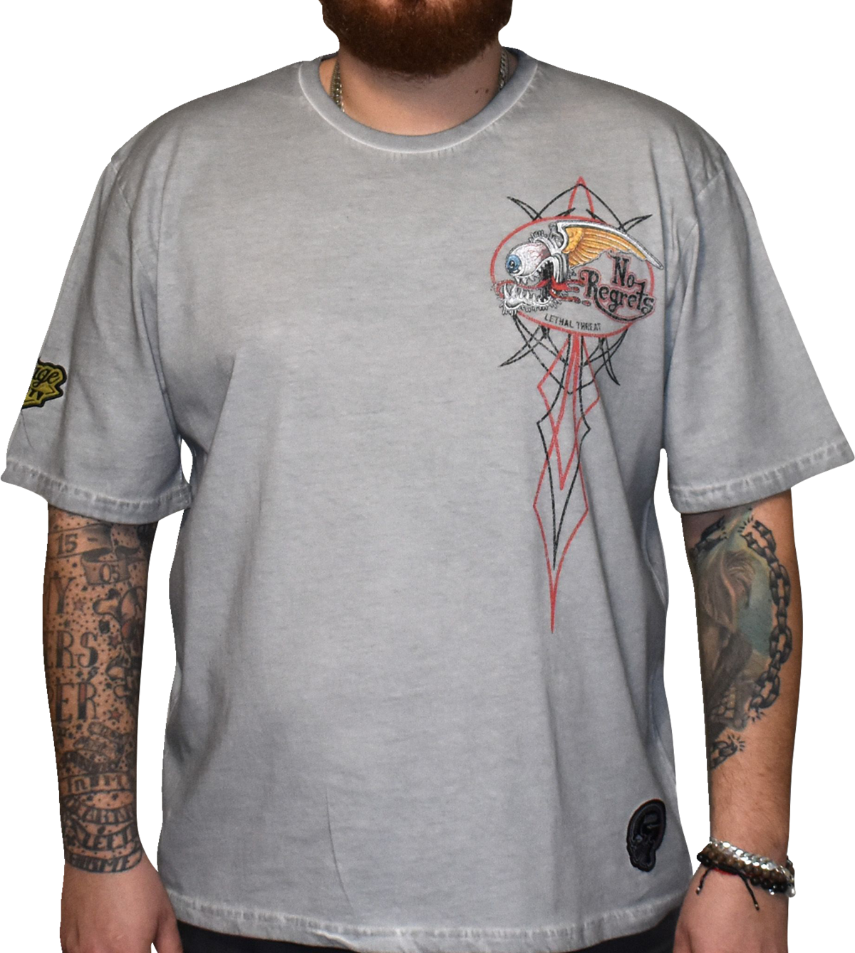 LETHAL THREAT Vintage Velocity No Regrets Motor Works T-Shirt - Gray - Medium VV40180M